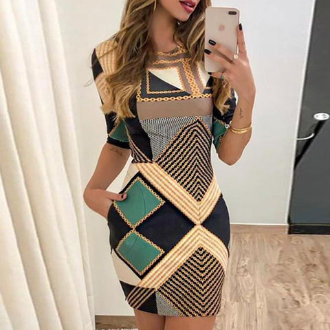 Women Dress Boho Print Sexy Vintage Female Floral Pencil Dresses