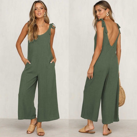Bohemian Jumpsuits V Neck Sexy Clubwear  Women Boho Strap Playsuit Bodycon Party Trousers Jumpsuit New Backless Rompers