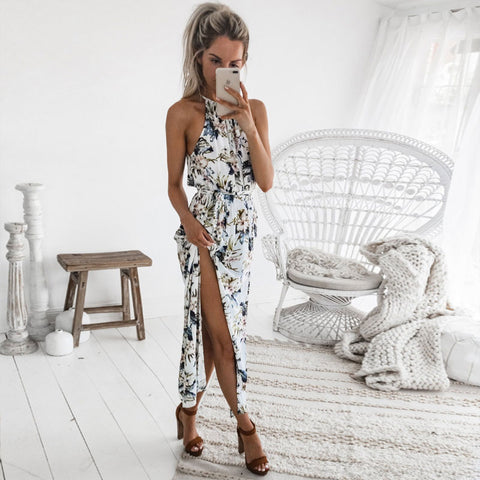 Summer Women White Lace Halter Dress Sexy Backless Beach Dresses 2020 Fashion Sleeveless Spaghetti Strap Casual Mini Sundress